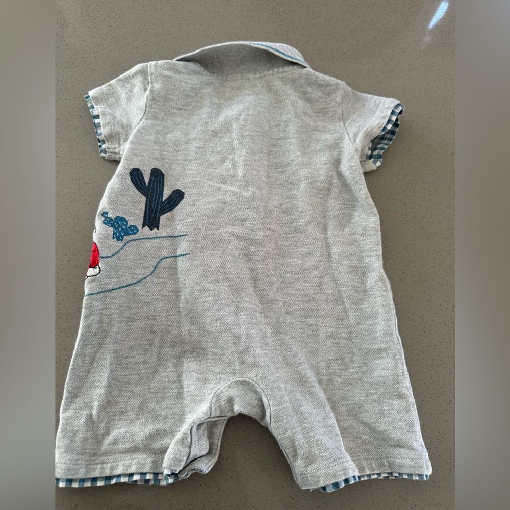 Disney Baby Grey Plaid trim short sleeve Mikey Romper size 9-12 months - Picture 4 of 4